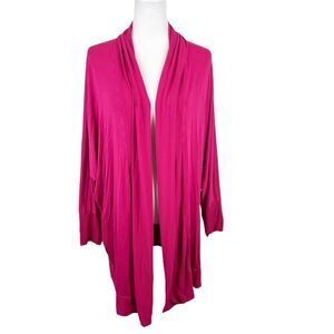 Torrid Sweater Women 2X Pink Super Soft Knit Open Ribbed Trim Long Cardigan